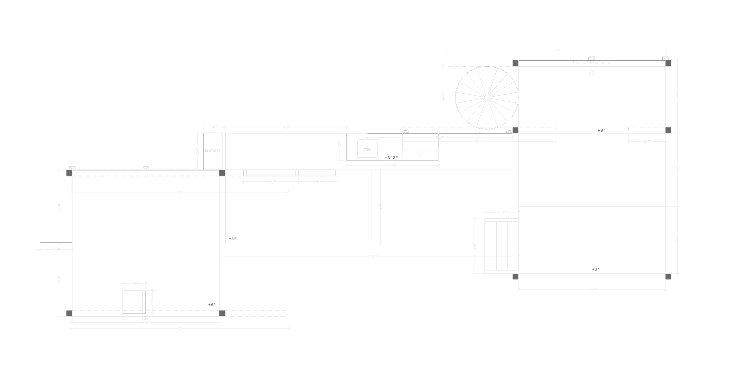 Section — skeletal framing and stair