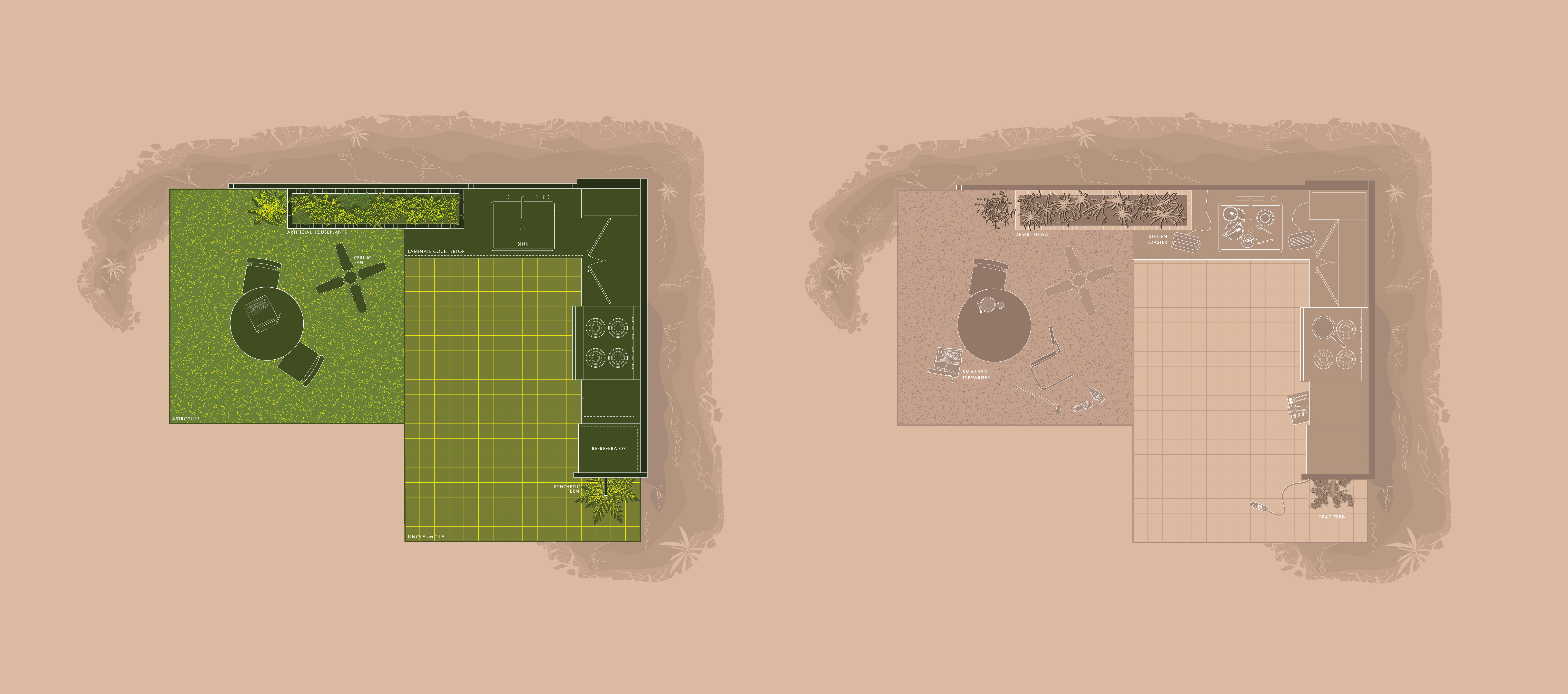 Suburbia — Artificial Lushness / Wild West — Natural: plan comparison